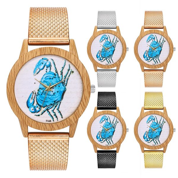 zhoulianfa fashionable mesh strap watches crab pattern quartz wristwatches, Slivery;brown